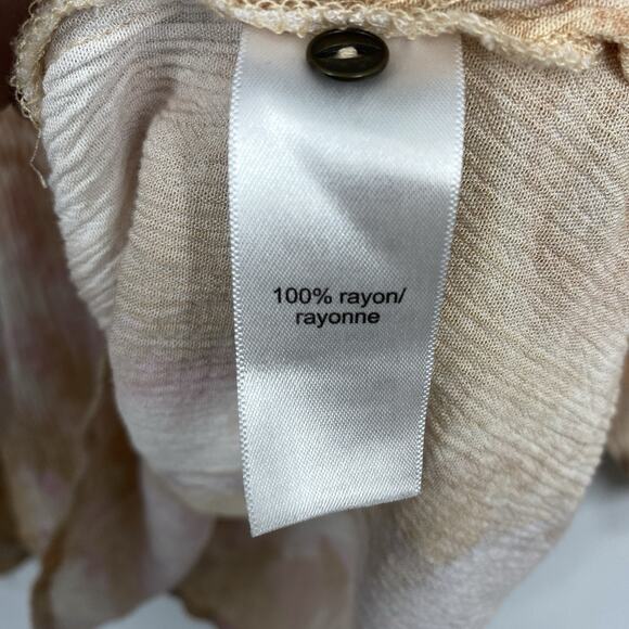 Maurices Crinkle knit Top size 1X 3/4 Sleeves Pastel watercolor Pattern Pullover - Picture 8 of 11